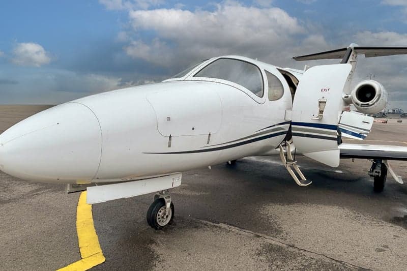 Close up of the OE-FDT aircraft with the door open.