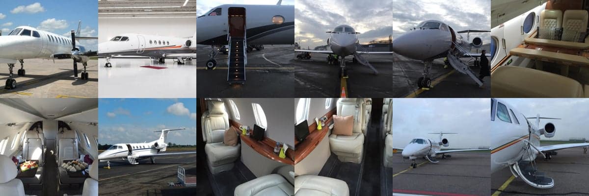 Montage of various aircraft exteriors and interiors.