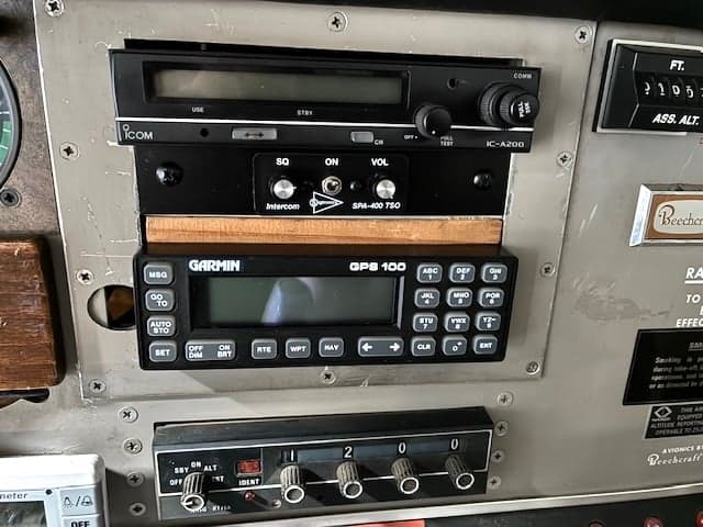 Close-up of the aircraft's avionics stack.