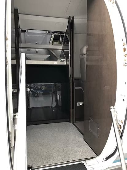 View of the aircraft entry steps and interior.