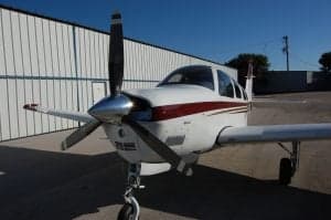 Close up of the front of a Beechcraft Bonanza.
