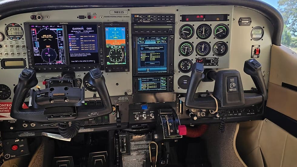 Detailed view of the Cessna 207A Turbo Stationair 800 cockpit, featuring the instrument panel and controls.