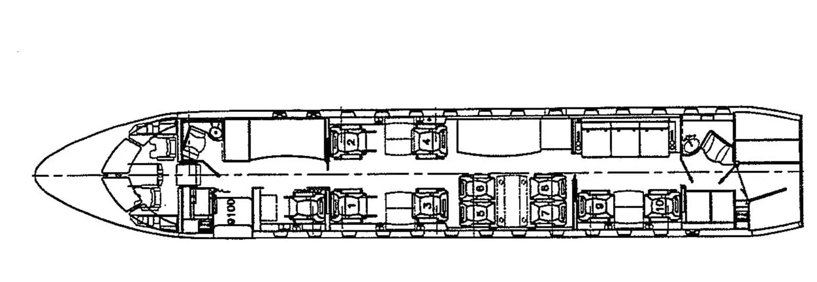 A diagram of the aircraft's cabin layout.