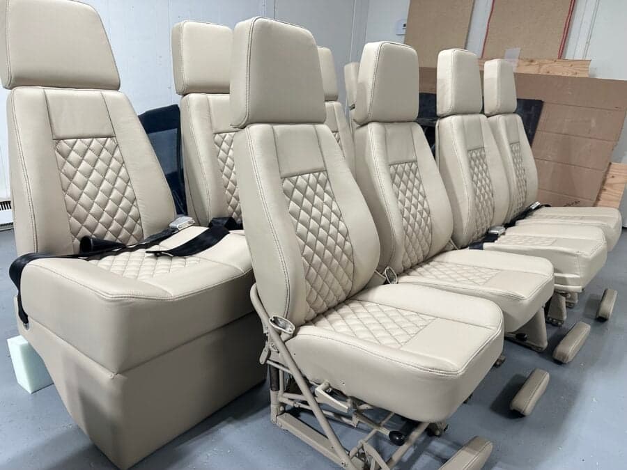 Set of refurbished aircraft seats.