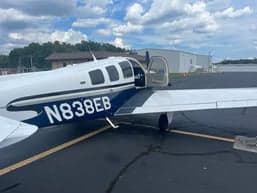 Instrument panel of a Beechcraft Bonanza with dual screens.