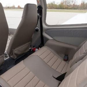 View of the Diamond DA40 cabin featuring the seats and interior details.