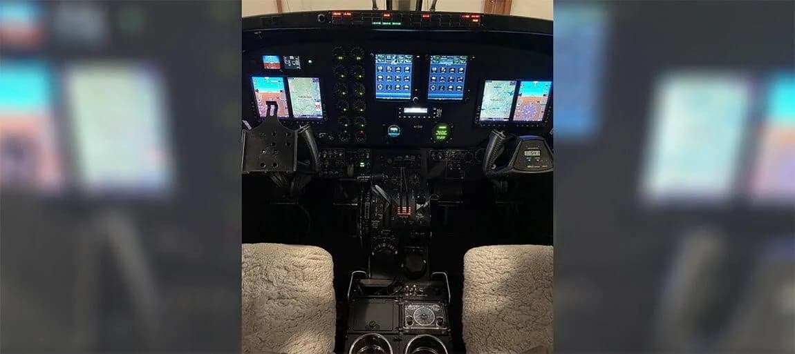 King Air cockpit with modern avionics.