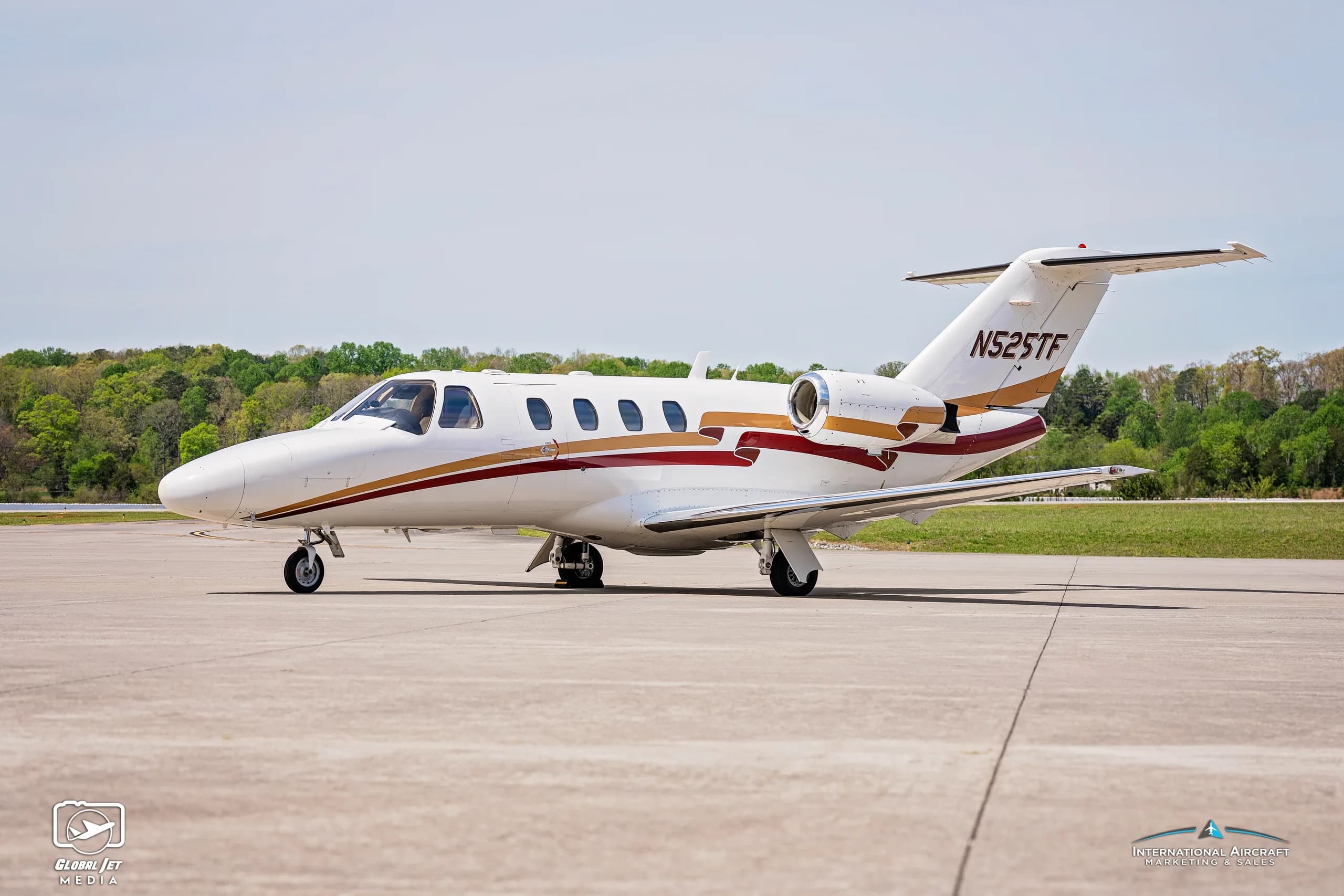 Cessna Citation CJ1 with registration N525TF on the tarmac.