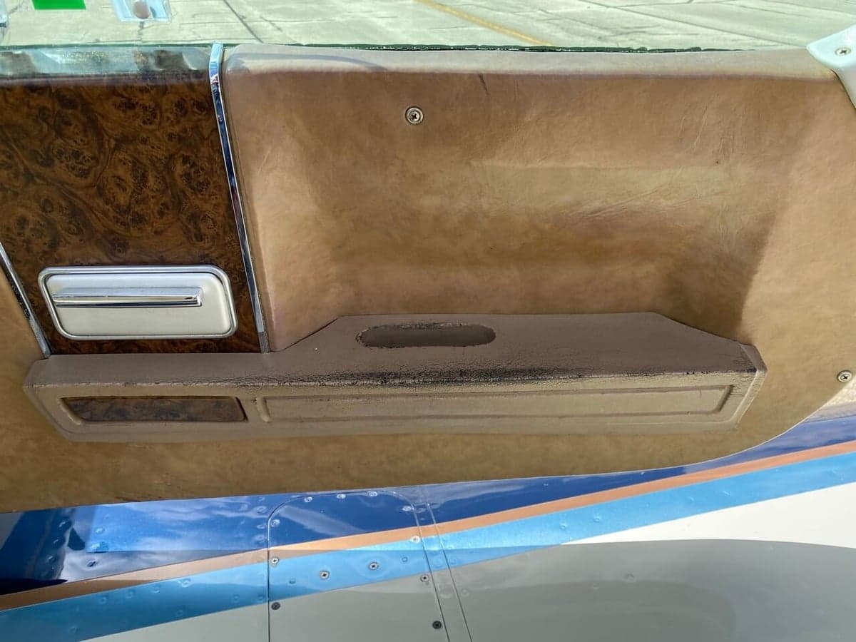 Close-up of the aircraft's interior door panel.
