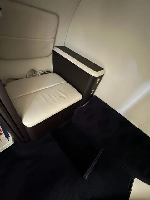 Close-up of a seat in the aircraft cabin.