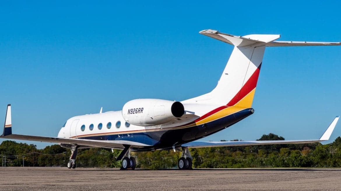 The tail of the N926RR aircraft is visible in this shot of the exterior.
