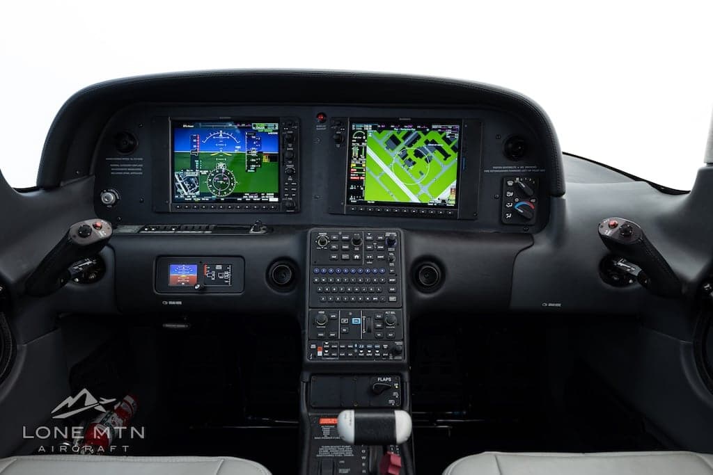Detailed view of the Cirrus SR22T cockpit instrument panel.