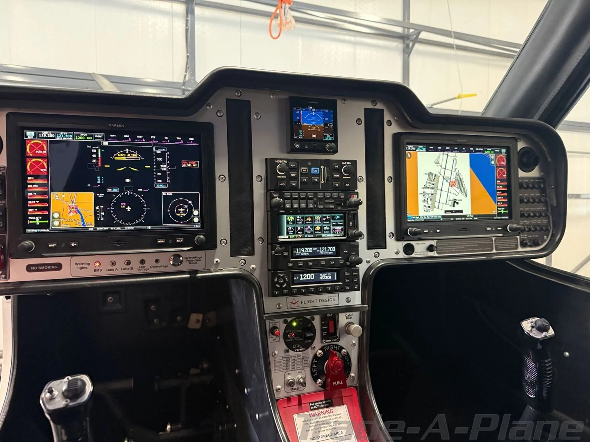 A detailed view of the cockpit instruments and controls.