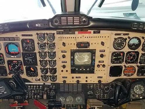 Detailed view of the aircraft's instrument panel.