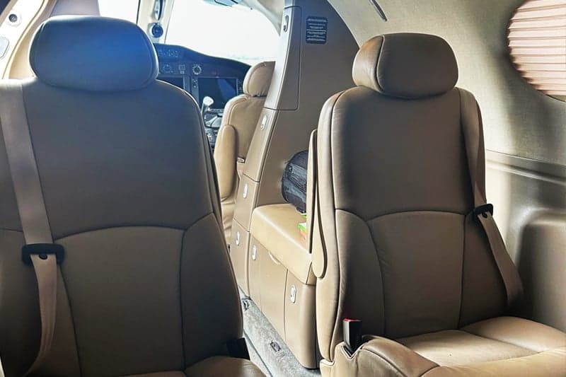 View of the aircraft's interior seating.