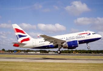 British Airways Airbus A318 taking off.