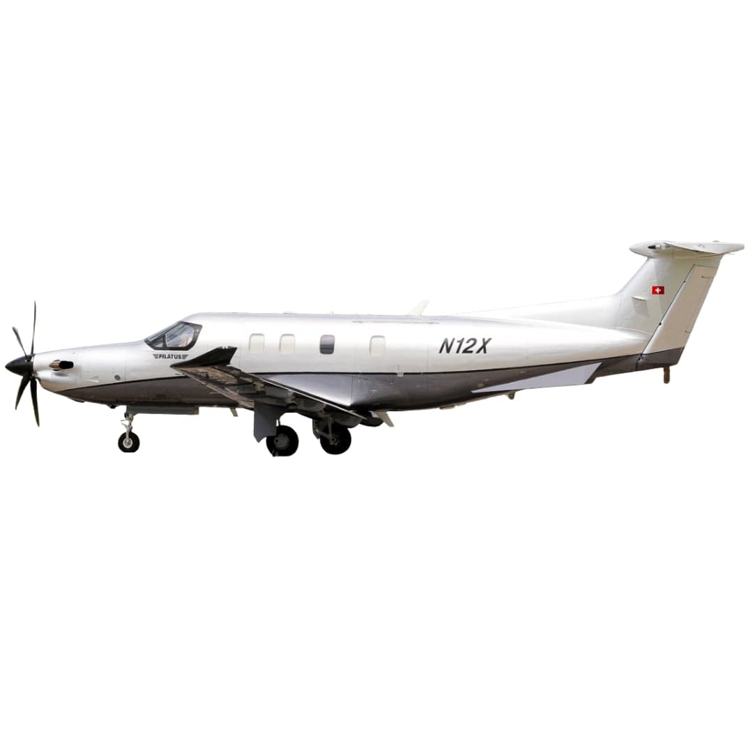 A Pilatus PC-12NGX aircraft is shown in a side profile view.