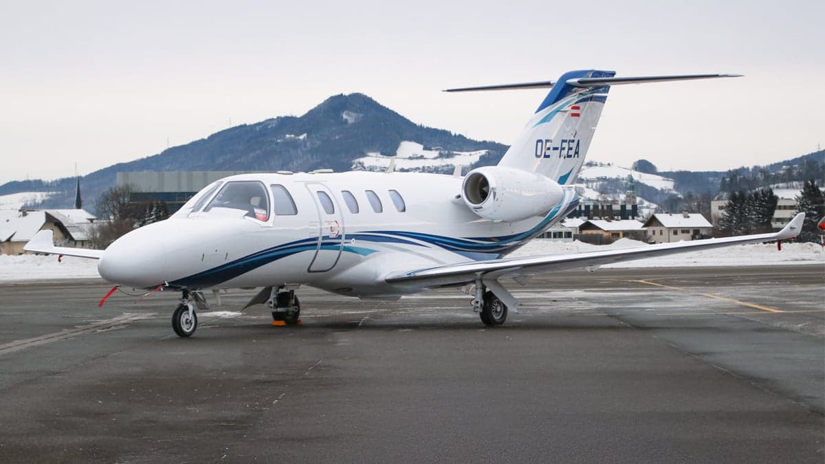OE-FEA Cessna Citation CJ3 on the tarmac.