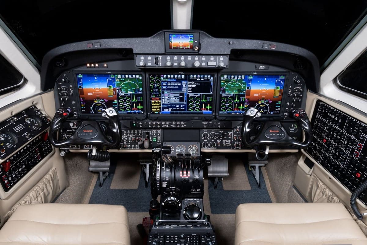 Detailed view of the aircraft's cockpit instrument panel.