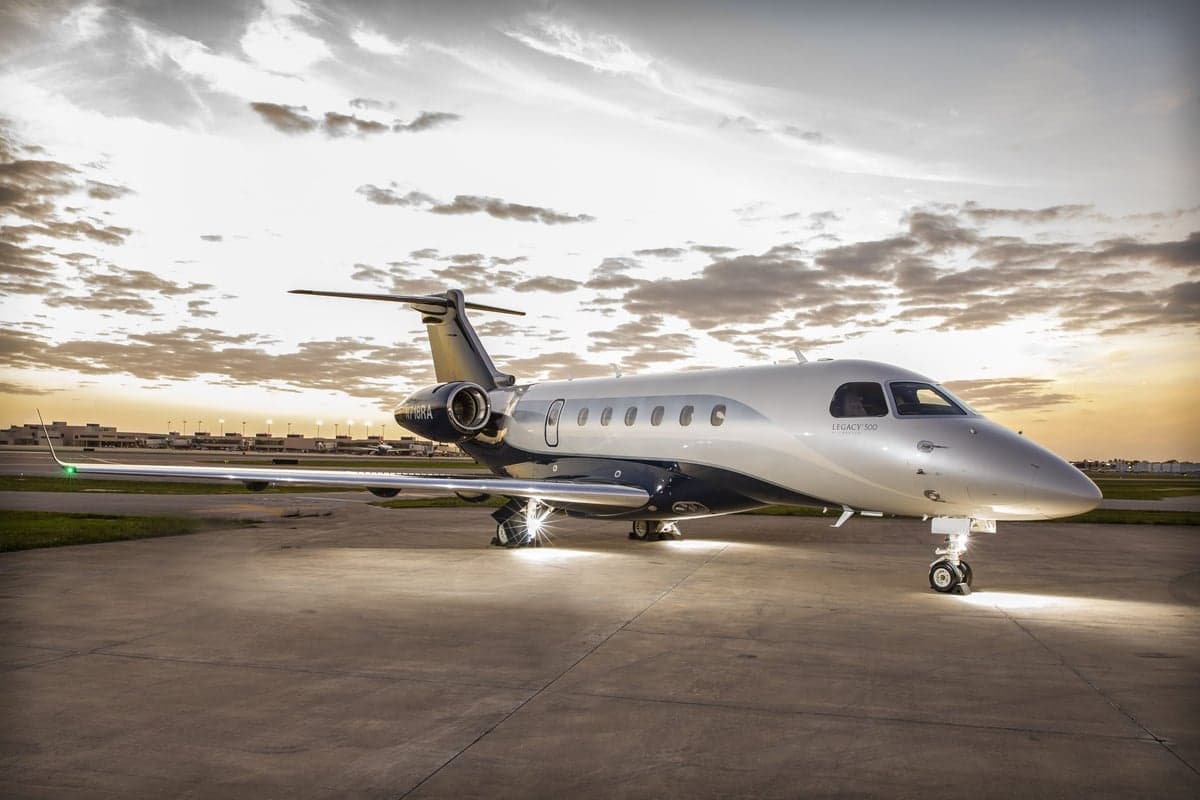 Embraer Legacy 500 aircraft on the ground.