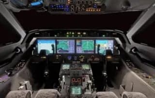 View of the aircraft's cockpit instrument panel.