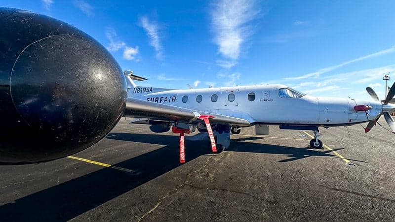 Pilatus PC-12 aircraft N819SA on the tarmac.