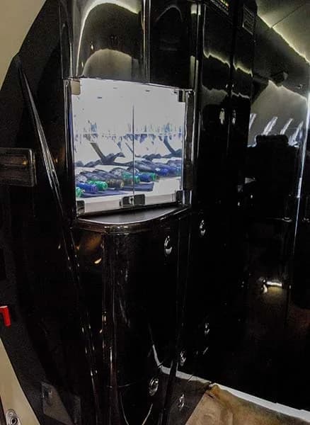 Interior view of the aircraft storage compartment.
