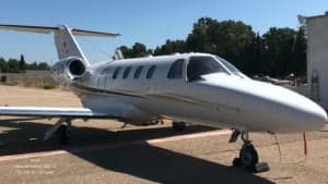 Close up of the Cessna Citation 525 CJ1 cockpit.
