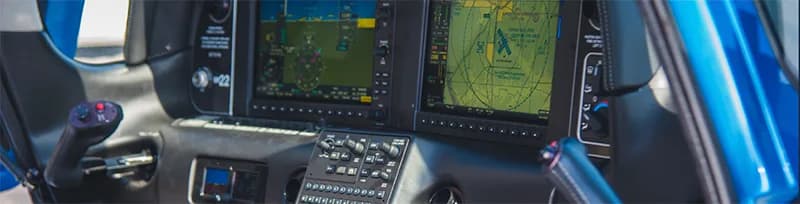 The instrument panel of a Cirrus aircraft.