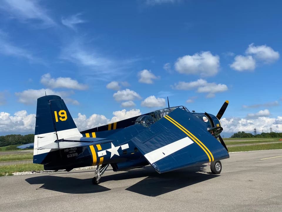 Grumman TBF Avenger parked on the tarmac.