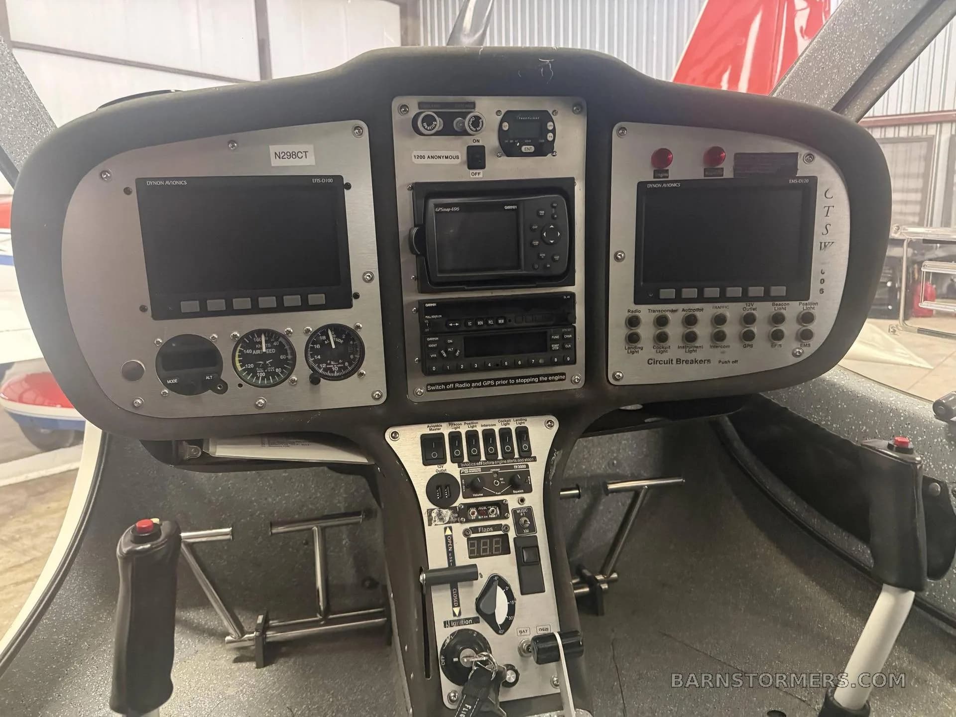 The cockpit of a Flight Design CTLS aircraft, showing the instrument panel with dual Dynon SkyView displays.