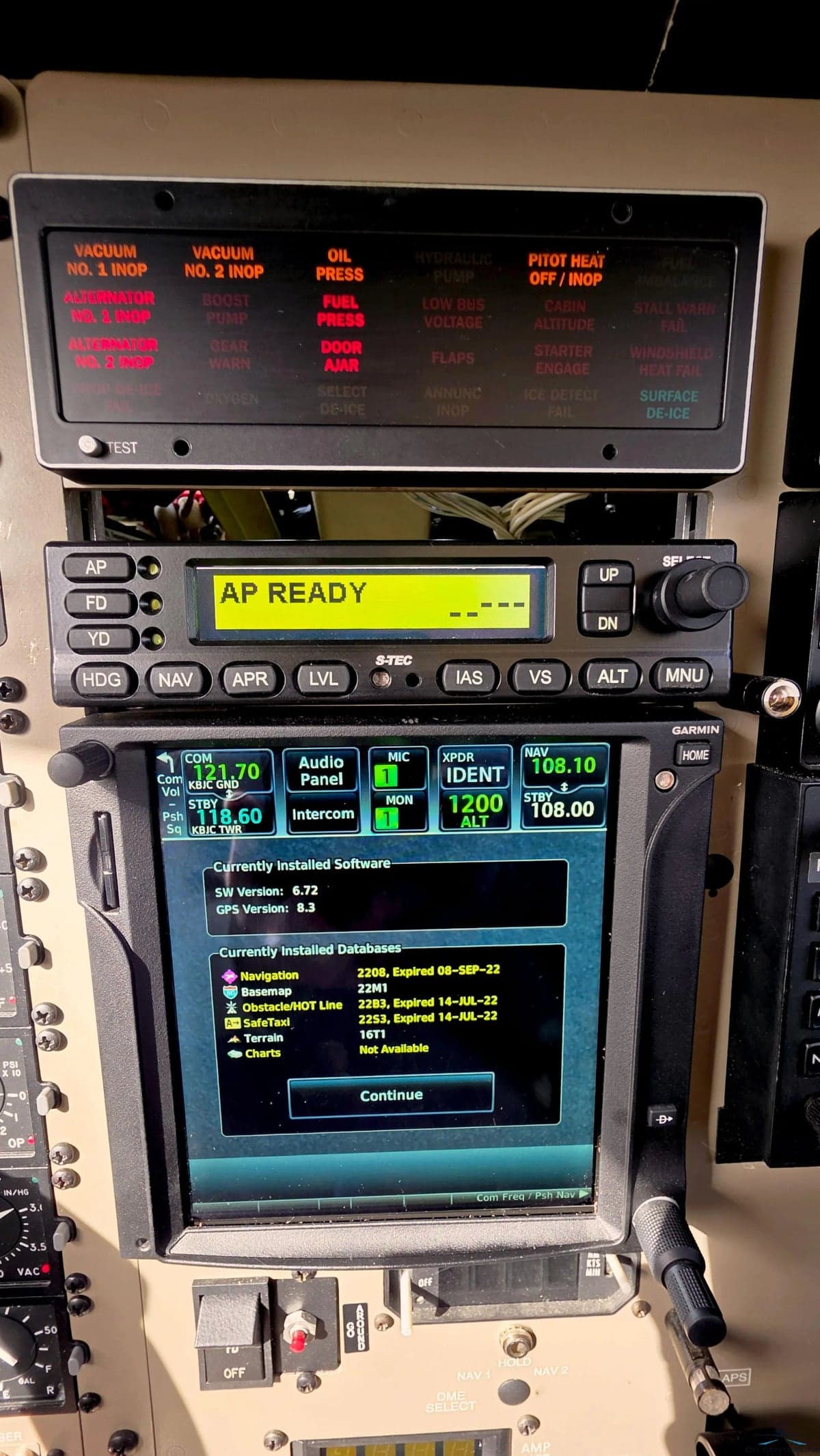 Avionics stack in the cockpit of the aircraft.
