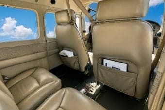 View of the aircraft's interior seats.