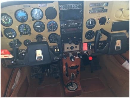 Interior view of the rear seats of a Cessna 182 Skylane.
