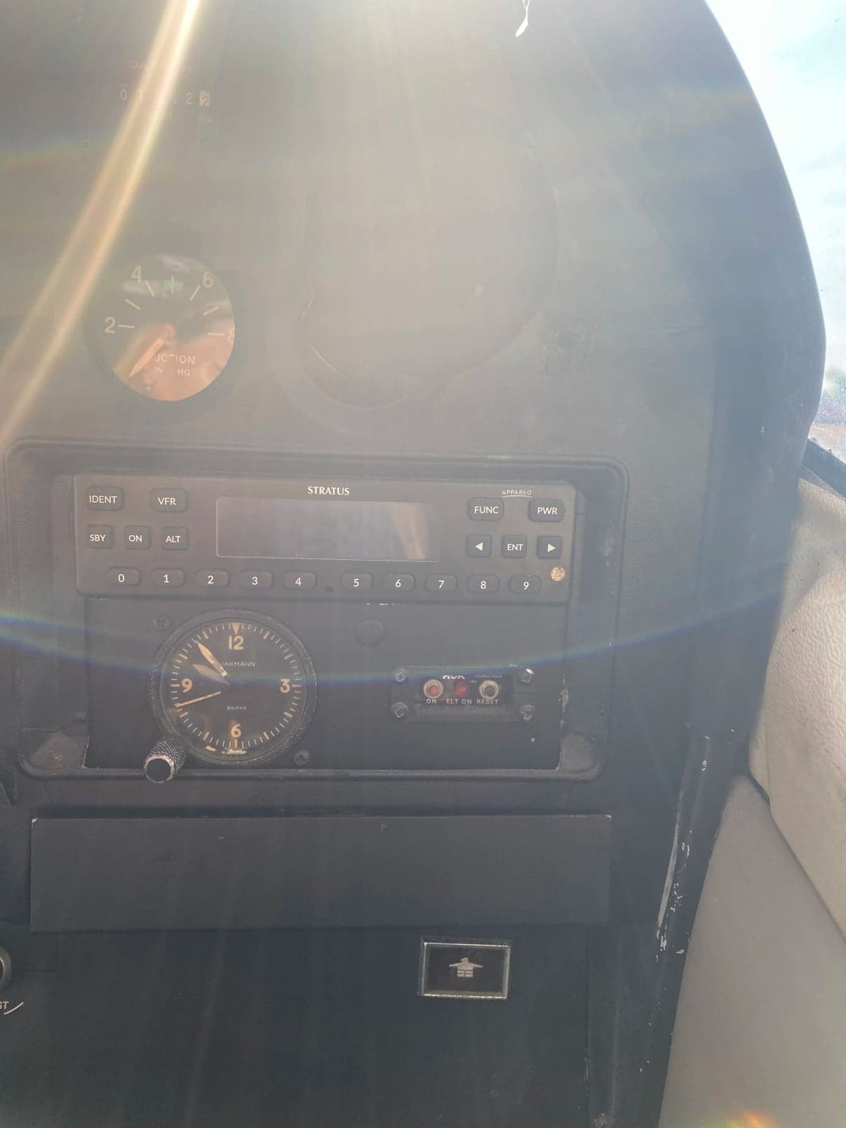 Close-up of the aircraft's radio and other instruments.