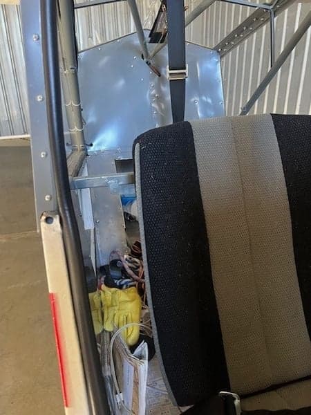 View of the aircraft interior under the seat.