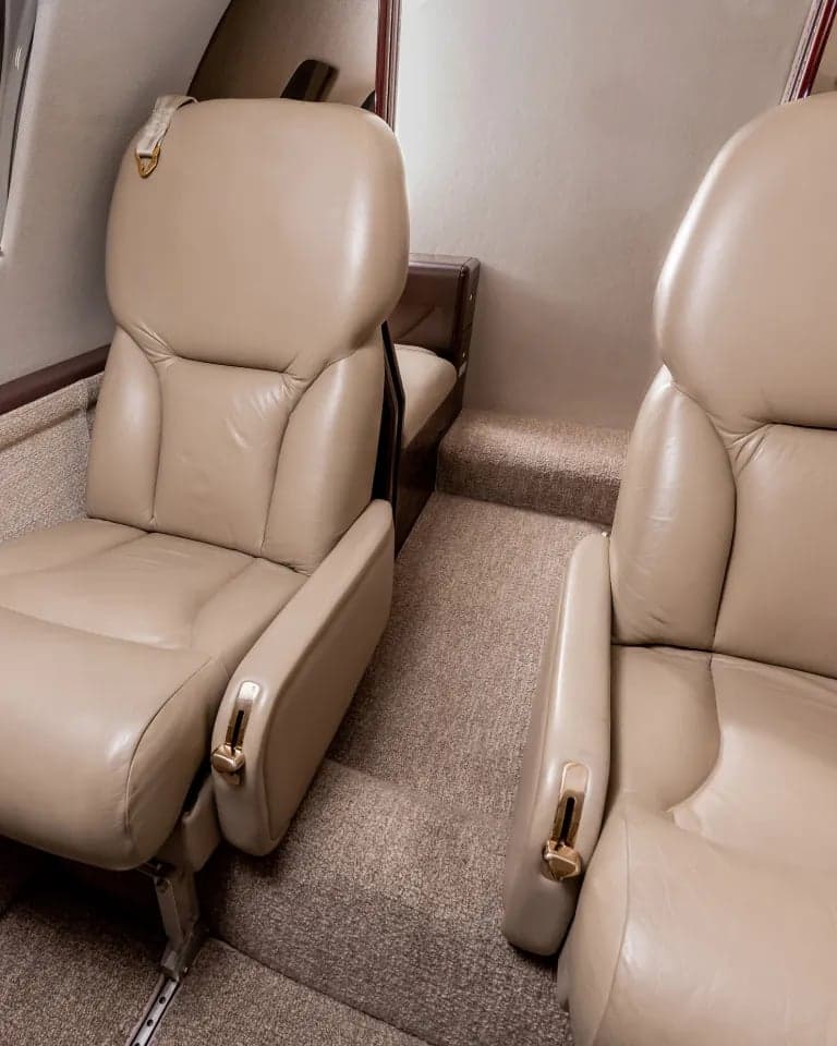 View of the aircraft interior showing two passenger seats.