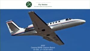 A Cessna 550B Citation Bravo aircraft in flight with registration S5-BBL.