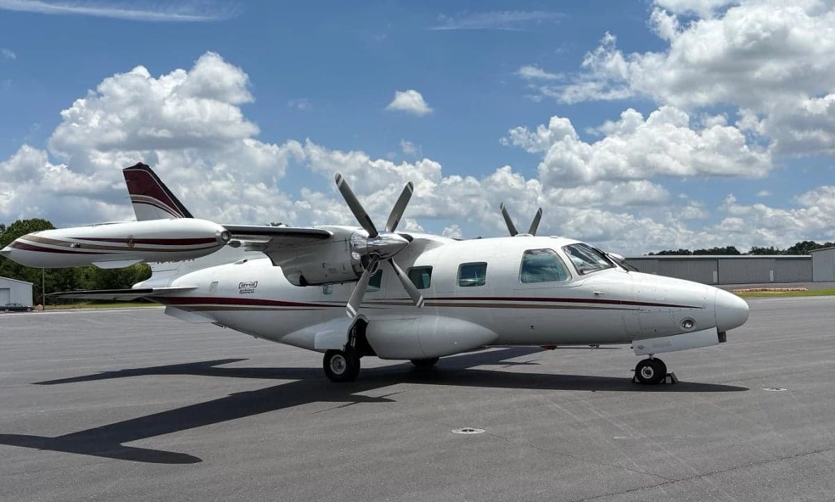 Side view of the aircraft on the tarmac.