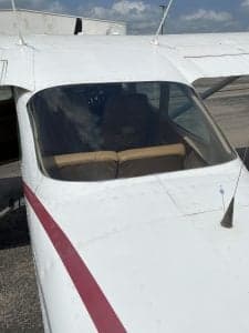 View of the rear seats of the Cessna Skylane from the back.