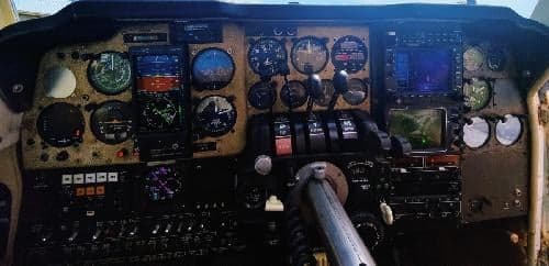 Detailed view of the aircraft's instrument panel.