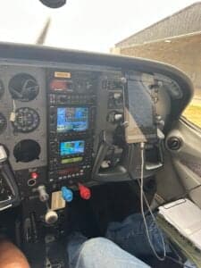 Instrument panel of the Cessna 172 Skyhawk with modern avionics.