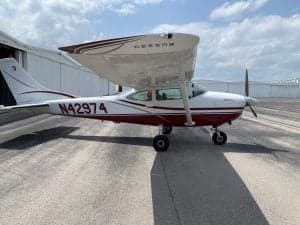 A Cessna Skylane N42974 parked on the tarmac.