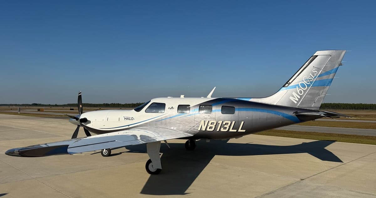 Piper M600 SLS aircraft N813LL parked on the tarmac.