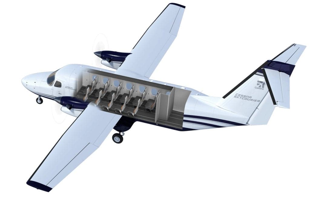 Cessna Skycourier cutaway showing passenger seating.