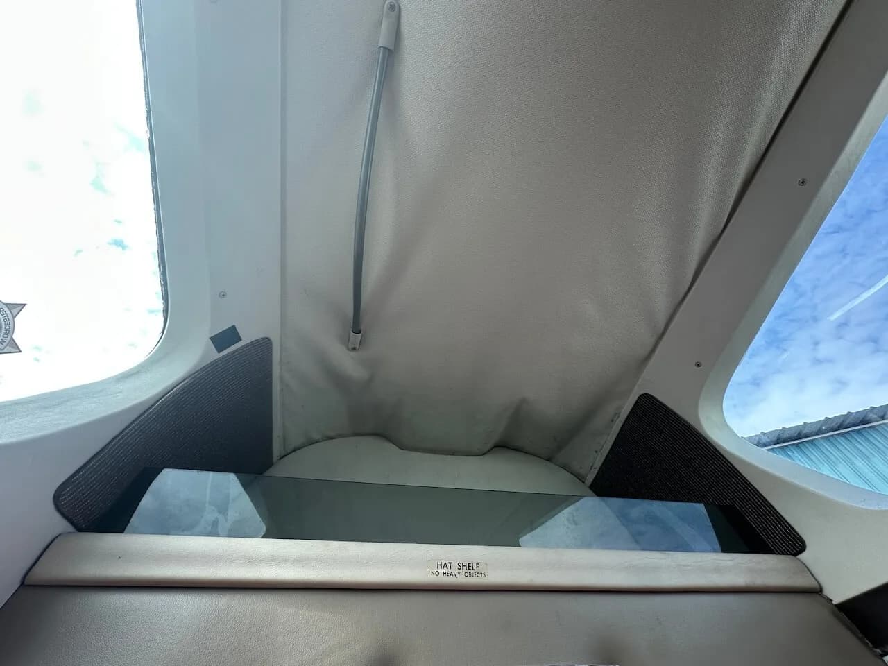 Interior view of the aircraft's hat shelf.