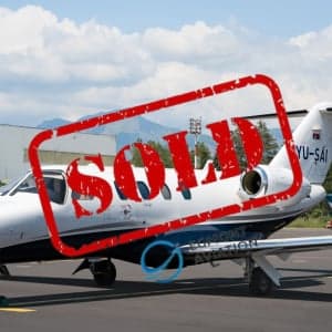 Close-up side view of a Cessna Citation CJ1+ with a SOLD overlay.