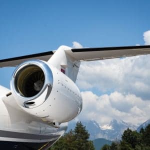 Close-up of the engine and tail of a Cessna Citation CJ1+.