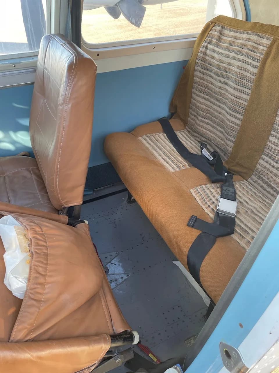 Close-up of the aircraft's interior seating.