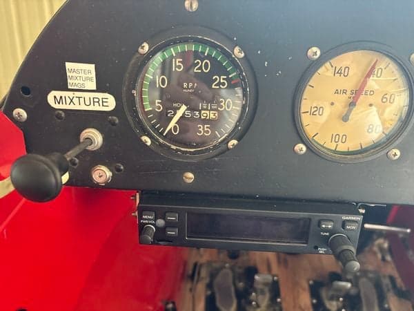 Close up of the aircraft's RPM and airspeed gauges.